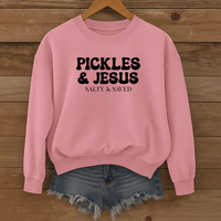 Load image into Gallery viewer, Pickles and Jesus - Salty and Saved Christian Sweatshirt