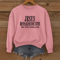 Load image into Gallery viewer, Jesus Defeated Death, Easter Sweatshirt, Christian Faith Shirt, Resurrection Sunday Religious Gift