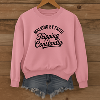 Load image into Gallery viewer, Walking by Faith - Tripping Constantly Light Sweatshirt
