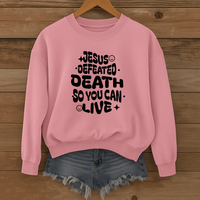 Load image into Gallery viewer, Jesus Defeated Death, Easter Sweatshirt, Christian Faith Shirt, Resurrection Sunday Religious Gift