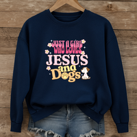Load image into Gallery viewer, Just a Girl who loves Jesus and Dogs - Cozy Sweatshirt
