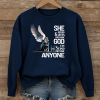 Load image into Gallery viewer, She Who Kneels Before God, Christian Sweatshirt, Armor of God, Bible Verse Shirt