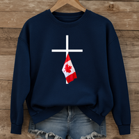 Load image into Gallery viewer, Canada Flag Cross Shirt - Patriotic Christian Sweatshirt For Canadians