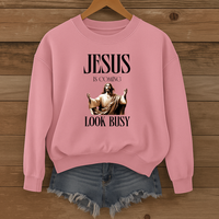 Load image into Gallery viewer, Jesus Is Coming Look Busy, Funny Christian Shirt, Faith Humor, Gift for Believers, Unisex Christian Sweatshirt