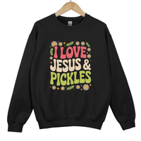 Load image into Gallery viewer, I Love Jesus and Pickles Shirt, Funny Christian Sweatshirt, Faith Humor Shirt, Cute Church Gift Idea, Salty And Saved