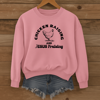 Load image into Gallery viewer, Chicken Raising and Jesus Praising Sweatshirt
