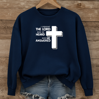 Load image into Gallery viewer, I Sought the Lord And He Heard And He Answered, Jesus Cross Design, Bible Verse Shirt, Christian Sweatshirt