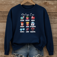 Load image into Gallery viewer, God Says I Am, Food Faith Quote, Bible Verse Shirt, Christian Sweatshirt
