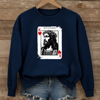 Load image into Gallery viewer, Jesus Is King, Jesus Sweatshirt, Christian King of Hearts Shirt, Jesus Lover Shirt