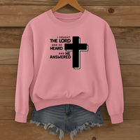 Load image into Gallery viewer, I Sought the Lord And He Heard And He Answered, Jesus Cross Design, Bible Verse Shirt, Christian Sweatshirt