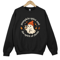 Load image into Gallery viewer, Pumpkin Spice And The Spirit Of Christ - Cute Ghost Pumpkin Spice Top, Autumn Women's Sweatshirt