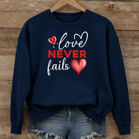 Load image into Gallery viewer, Love Never Fails Valentine Sweatshirt