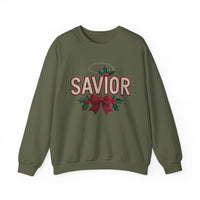 Load image into Gallery viewer, A Savior Is Born Faux Yarn Holiday Christian Sweatshirt