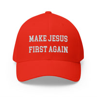 Load image into Gallery viewer, &quot;Make Jesus First Again&quot; - Embroidered Ballcap - Red or Black style

