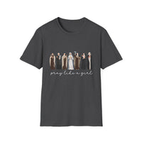 Load image into Gallery viewer, Pray Like a Girl - Catholic Women of Faith 100% Cotton Softstyle Tee