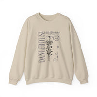 Load image into Gallery viewer, She's Armed and Dangerous, Christian Sweatshirt, Bible Verse Sweater, Women Shirt, Ephesian 6:17