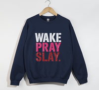 Load image into Gallery viewer, Wake Pray Slay - Christian Sweatshirt
