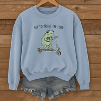 Load image into Gallery viewer, Off to Praise the Lord, Sunday Worship Shirt, Cute Frog, Funny Christian Sweatshirt Gift