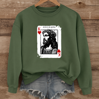 Load image into Gallery viewer, Jesus Is King, Jesus Sweatshirt, Christian King of Hearts Shirt, Jesus Lover Shirt