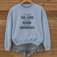 Load image into Gallery viewer, I Sought The Lord, Christian Sweatshirt, Bible Verse Shirt, Worship Gift, Psalm 34