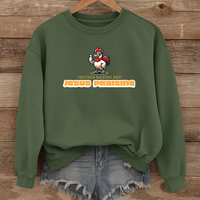 Load image into Gallery viewer, Chicken Raising and Jesus Praising Sweatshirt, Funny Christian Farm Pullover, Faith Based Country Humor Gift