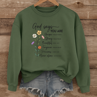 Load image into Gallery viewer, God Says You Are, Christian Sweatshirt, Mother's Day Gift, Floral Shirt, God's Affirmation, Bible Verse Shirt