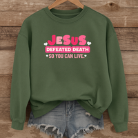 Load image into Gallery viewer, Jesus Defeated Death, Christian Sweatshirt, Cute Heart Design, Women Faith Shirt, Easter Resurrection Gift
