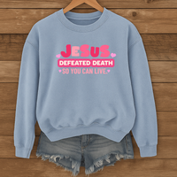 Load image into Gallery viewer, Jesus Defeated Death, Christian Sweatshirt, Cute Heart Design, Women Faith Shirt, Easter Resurrection Gift