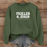Load image into Gallery viewer, Pickles and Jesus - Salty and Saved Christian Sweatshirt