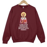 Load image into Gallery viewer, Saint Nicholas Funny Meme Print - Unisex Dark Sweatshirt
