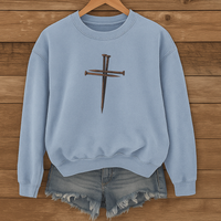 Load image into Gallery viewer, Rustic Nail Cross Sweatshirt, Christian Faith Shirt, Religious Gift for Him or Her, Inspirational Cross Crewneck