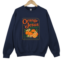 Load image into Gallery viewer, Orange Jesus Saves Sweatshirt - Fall Christian Sweatshirt