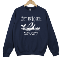 Load image into Gallery viewer, Get In Loser We're Doing God's Will, Jonah and the Whale, Christian Humor, Faith Shirt, Funny Bible Verse Gift