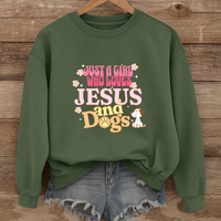 Load image into Gallery viewer, Just a Girl who loves Jesus and Dogs - Cozy Sweatshirt
