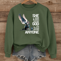 Load image into Gallery viewer, She Who Kneels Before God, Christian Sweatshirt, Armor of God, Bible Verse Shirt