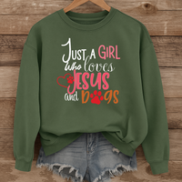 Load image into Gallery viewer, Just a Girl who loves Jesus and Dogs - Cozy Sweatshirt
