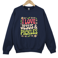 Load image into Gallery viewer, I Love Jesus and Pickles Shirt, Funny Christian Sweatshirt, Faith Humor Shirt, Cute Church Gift Idea, Salty And Saved