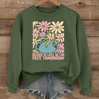 Load image into Gallery viewer, Because He Lives, We Can Face Tomorrow - Christian Easter Sweatshirt