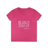 Load image into Gallery viewer, Be Salty Stay Lit - Women's V-Neck Tee