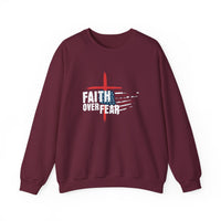 Load image into Gallery viewer, Faith Over Fear, American Flag Shirt, Patriotic Christian Shirt, Faith Cross Shirt, USA Shirt, America Sweatshirt