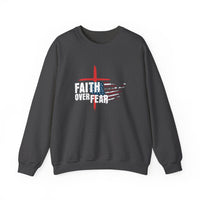 Load image into Gallery viewer, Faith Over Fear, American Flag Shirt, Patriotic Christian Shirt, Faith Cross Shirt, USA Shirt, America Sweatshirt