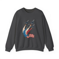 Load image into Gallery viewer, Patriotic Jet Flyover Sweatshirt, American Flag, Unisex USA Shirt, Pride Pullover