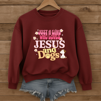 Load image into Gallery viewer, Just a Girl who loves Jesus and Dogs - Cozy Sweatshirt
