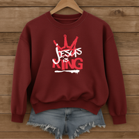 Load image into Gallery viewer, Jesus Is King, Jesus Crown Shirt, Christian Graffiti Sweatshirt, Christian Gift Ideas