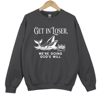Load image into Gallery viewer, Get In Loser We're Doing God's Will, Jonah and the Whale, Christian Humor, Faith Shirt, Funny Bible Verse Gift