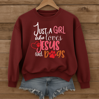 Load image into Gallery viewer, Just a Girl who loves Jesus and Dogs - Cozy Sweatshirt
