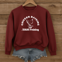 Load image into Gallery viewer, Chicken Raising and Jesus Praising Sweatshirt