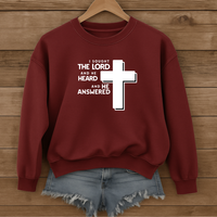 Load image into Gallery viewer, I Sought the Lord And He Heard And He Answered, Jesus Cross Design, Bible Verse Shirt, Christian Sweatshirt