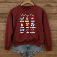Load image into Gallery viewer, God Says I Am, Food Faith Quote, Bible Verse Shirt, Christian Sweatshirt