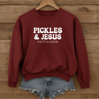 Load image into Gallery viewer, Pickles and Jesus - Salty and Saved Christian Sweatshirt